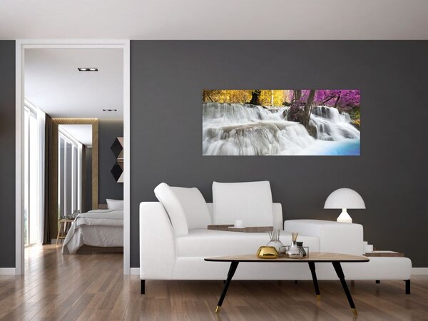 Tablou cu Erawan cascadă în pădure (120x50 cm)