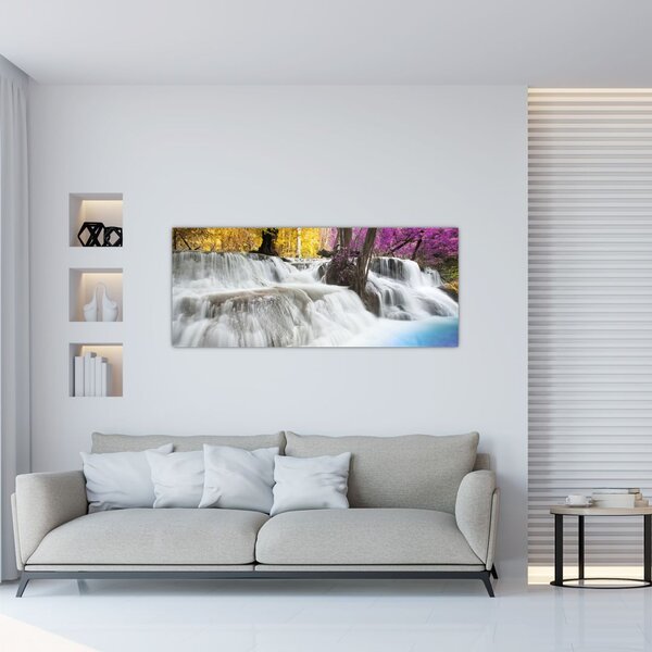 Tablou cu Erawan cascadă în pădure (120x50 cm)