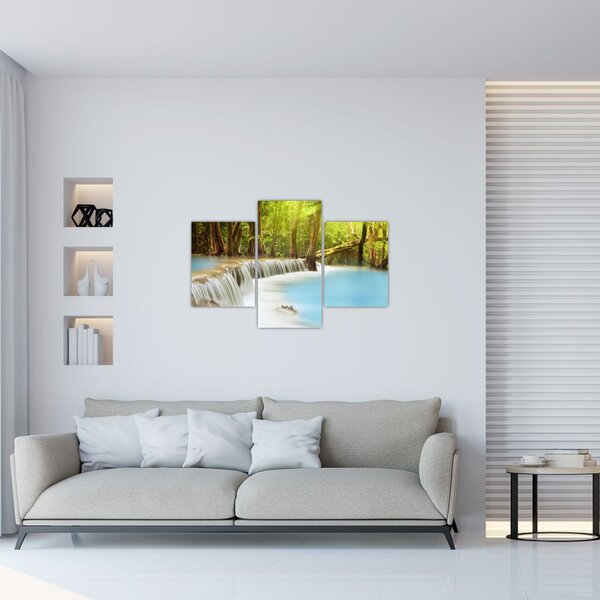 Tablou cu cascada Huai Mae Kamin în pădure (90x60 cm)
