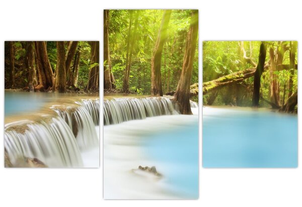 Tablou cu cascada Huai Mae Kamin în pădure (90x60 cm)