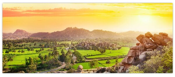 Tablou cu valea Hampi în India (120x50 cm)