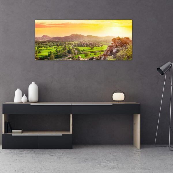 Tablou cu valea Hampi în India (120x50 cm)