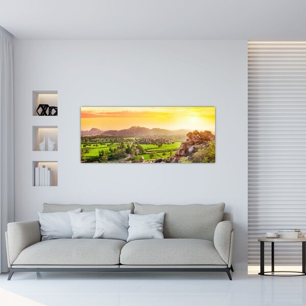 Tablou cu valea Hampi în India (120x50 cm)