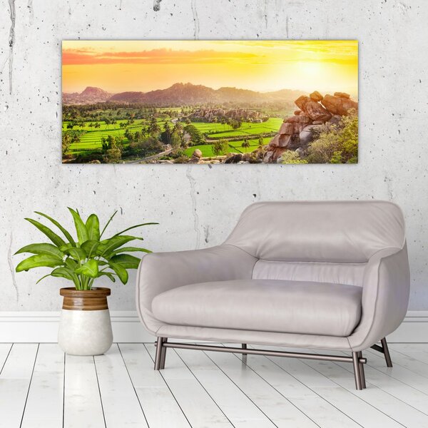 Tablou cu valea Hampi în India (120x50 cm)