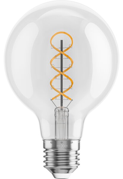 Mexen Vintis, Bec LED cu filament E27, G80, 4 W, alb cald 2700K, transparent, L165-E27-0427-00