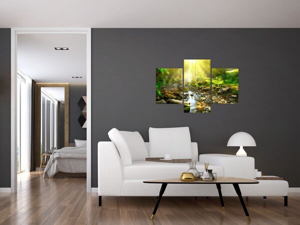 Tablou cu râul în pădurea verde (90x60 cm)