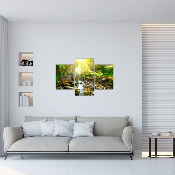 Tablou cu râul în pădurea verde (90x60 cm)