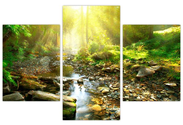 Tablou cu râul în pădurea verde (90x60 cm)