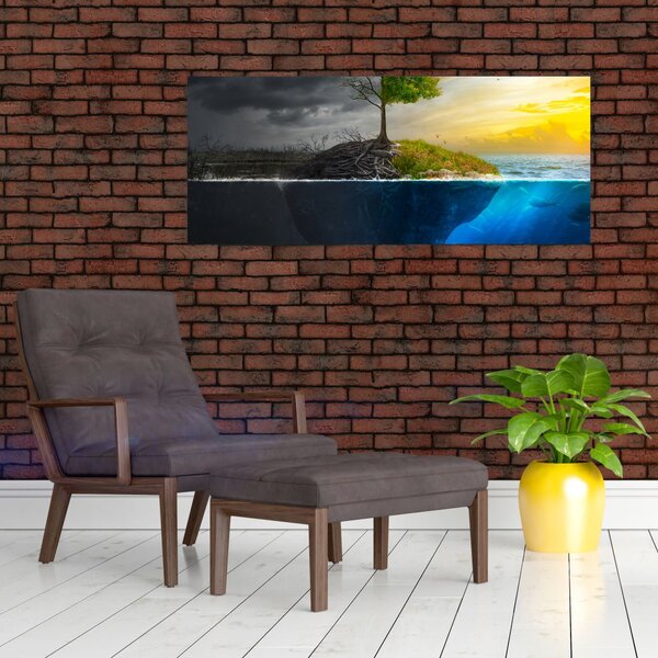 Tablou reprezentând două părți (120x50 cm)