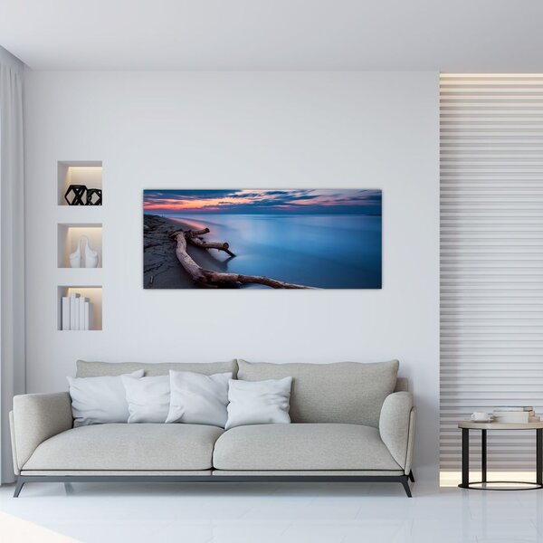 Tablou cu plaja în apus de soare (120x50 cm)