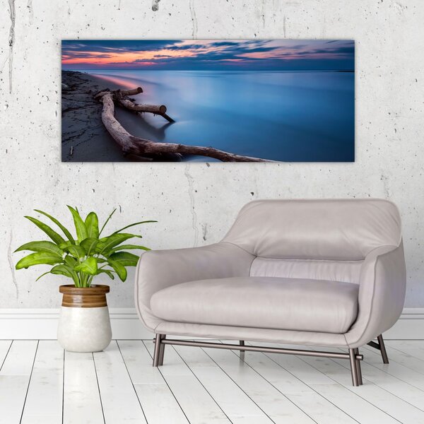 Tablou cu plaja în apus de soare (120x50 cm)