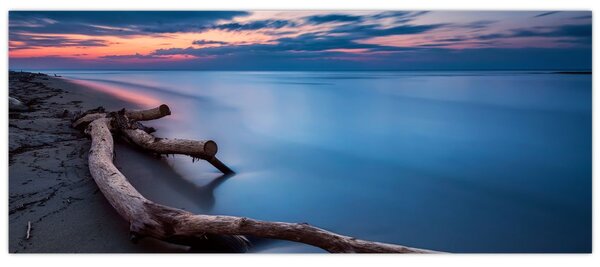 Tablou cu plaja în apus de soare (120x50 cm)