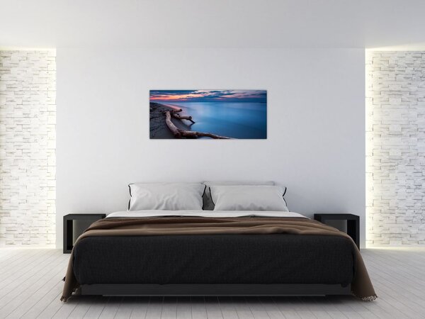 Tablou cu plaja în apus de soare (120x50 cm)