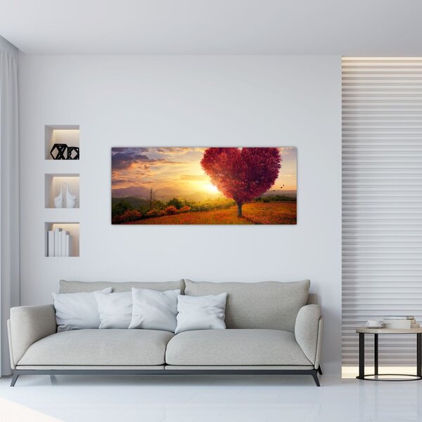 Tablou cu copaci în forma de inimă (120x50 cm)