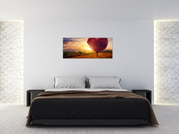 Tablou cu copaci în forma de inimă (120x50 cm)