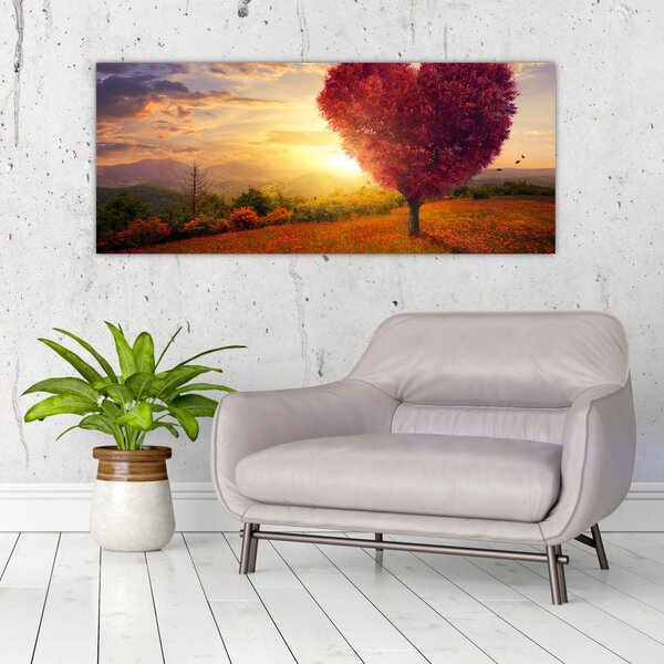 Tablou cu copaci în forma de inimă (120x50 cm)