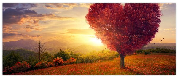 Tablou cu copaci în forma de inimă (120x50 cm)