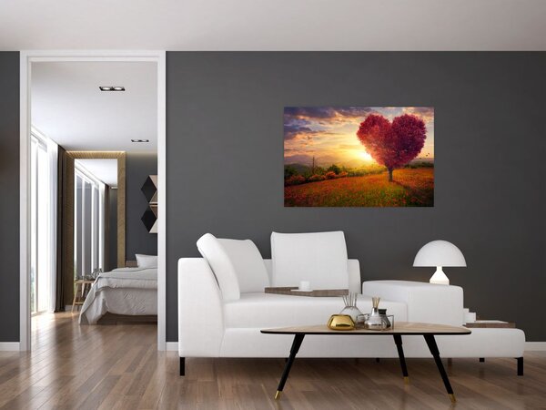 Tablou cu copaci în forma de inimă (90x60 cm)
