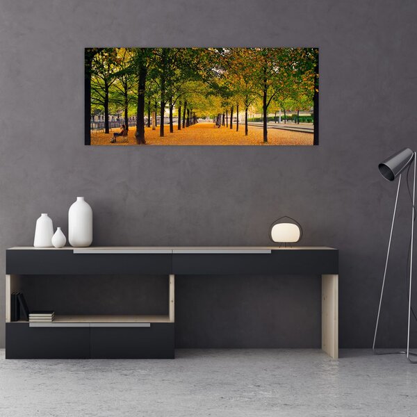 Tablou cu alee cu copaci în toamnă (120x50 cm)
