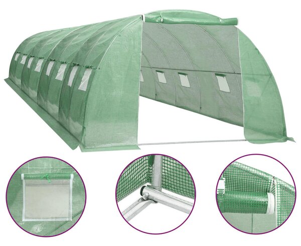 Sera gradina 10x4x2m tip tunel pentru legume, verde