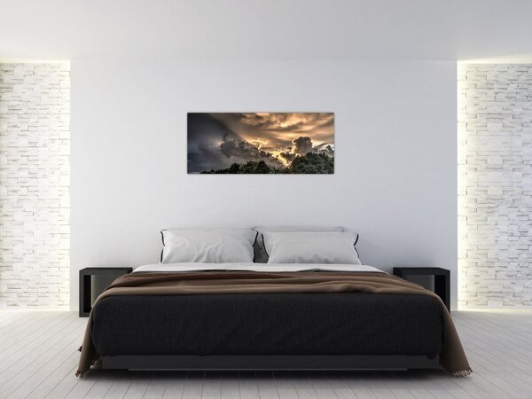 Tablou cu nori și pădure (120x50 cm)