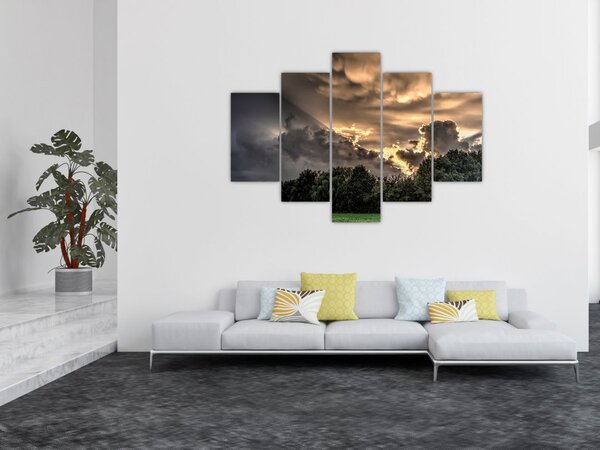 Tablou cu nori și pădure (150x105 cm)