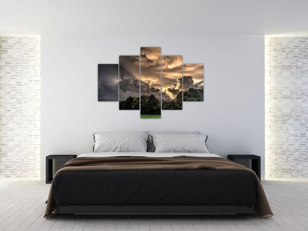 Tablou cu nori și pădure (150x105 cm)
