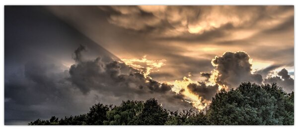 Tablou cu nori și pădure (120x50 cm)