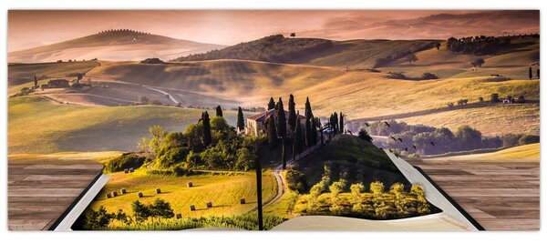 Tablou cu peisaj în carte (120x50 cm)
