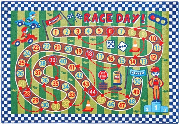 Covor Pentru Copii, Antiderapant, Racing Game Multicolor, 133x190 cm