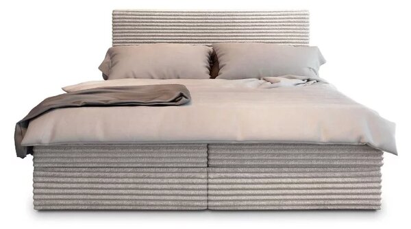 Pat boxspring tapițat ISPIRA 140x200 cm crem Saltea: Saltea cu arcuri Bonell