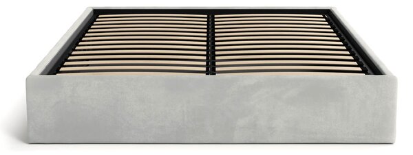 Pat Tapitat cu spatiu de depozitare 140x200 fără tăblie BOX Line Gri Velvet