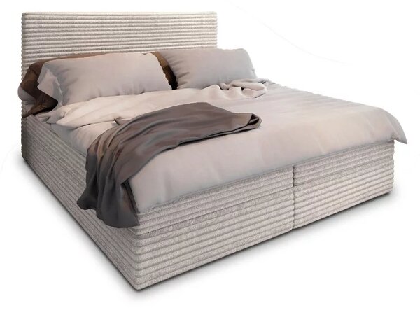 Pat boxspring tapițat ISPIRA 140x200 cm crem Saltea: Saltea cu arcuri Bonell