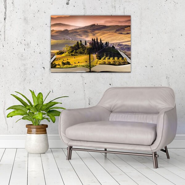 Tablou cu peisaj în carte (70x50 cm)