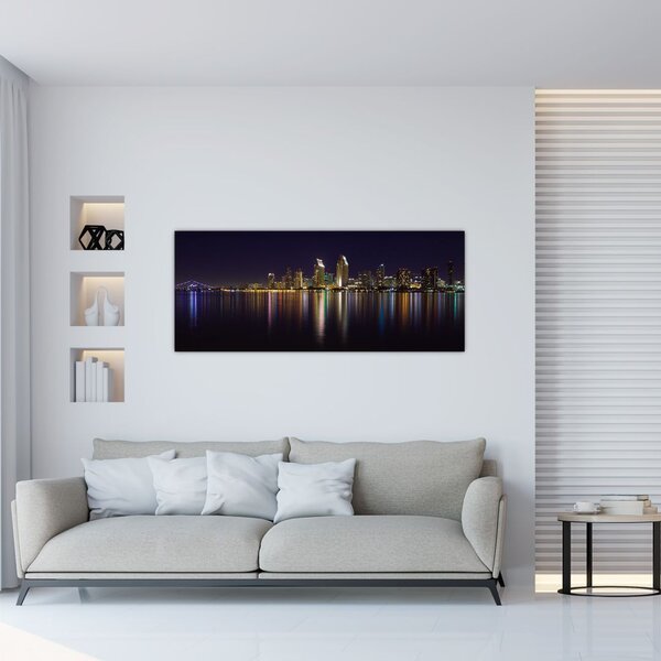 Tablou cu orașul nocturn (120x50 cm)