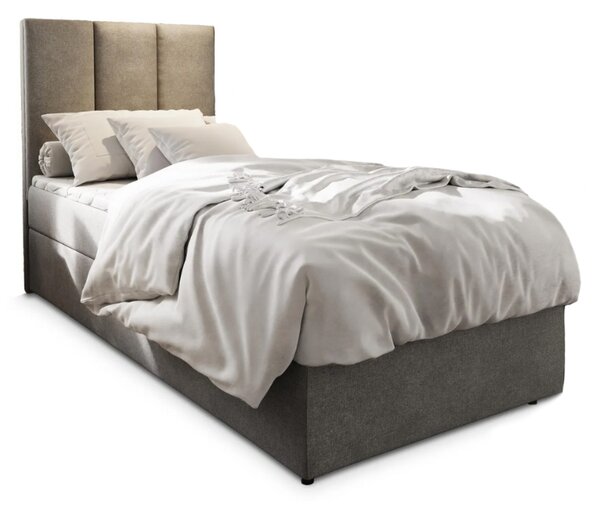 Pat tapițat boxspring MERALIS 80x200 cm gri Saltea: Saltea cu arcuri Bonell
