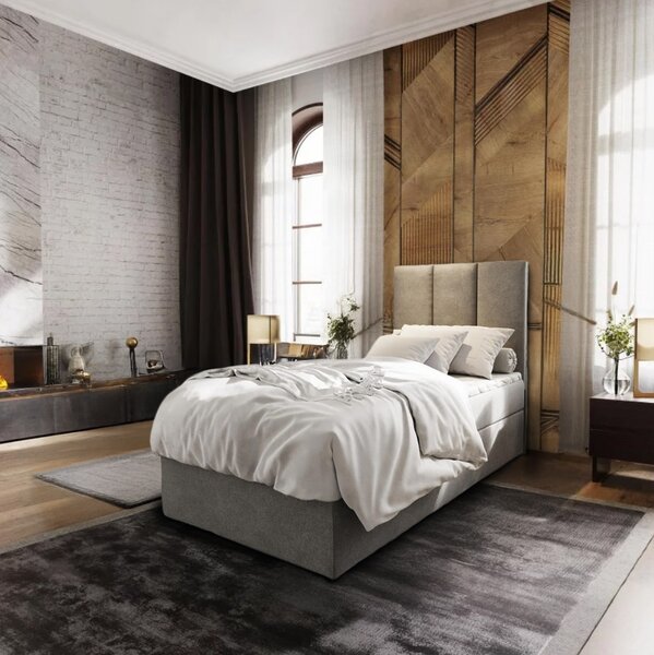 Pat tapițat boxspring MERALIS 80x200 cm gri Saltea: Saltea cu arcuri Bonell