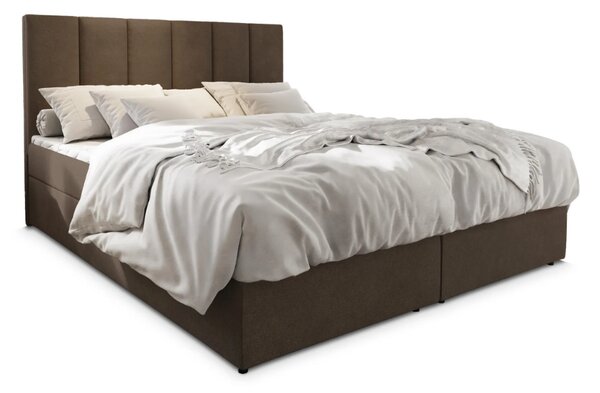 Pat boxspring tapitat MERALIS 160x200 cm maro Saltea: Saltea cu arcuri Bonell