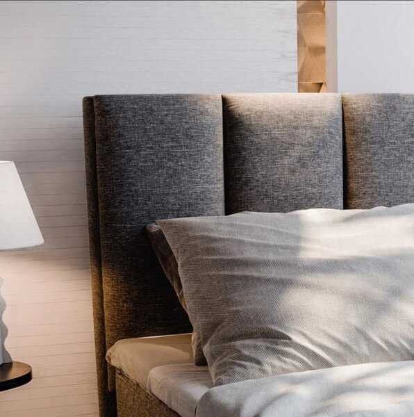 Pat boxspring tapițat MERALIS 80x200 cm bej Saltea: Saltea cu arcuri Bonell