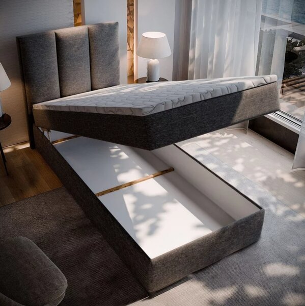 Pat boxspring tapițat MERALIS 80x200 cm bej Saltea: Saltea cu arcuri Bonell