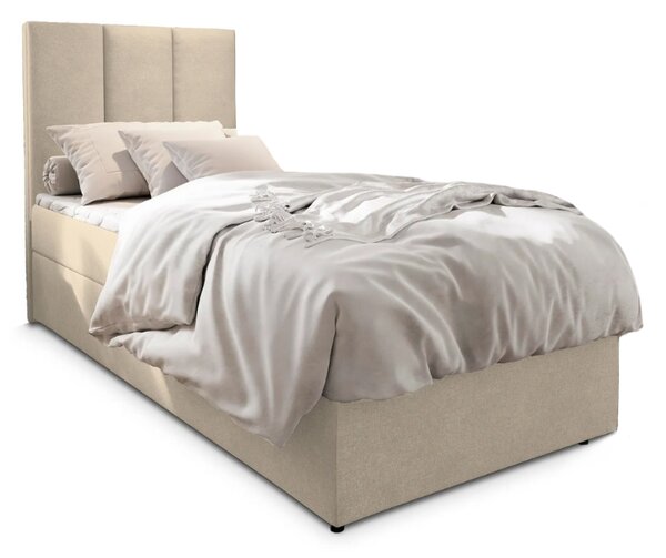Pat boxspring tapițat MERALIS 80x200 cm bej Saltea: Saltea cu arcuri Bonell