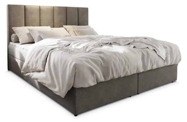 Pat boxspring tapitat MERALIS 160x200 cm gri Saltea: Saltea cu arcuri Bonell