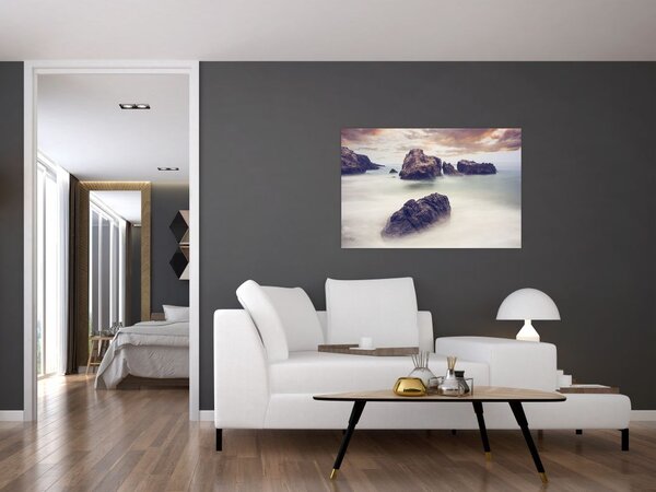 Tablou cu stânci în ceață (90x60 cm)