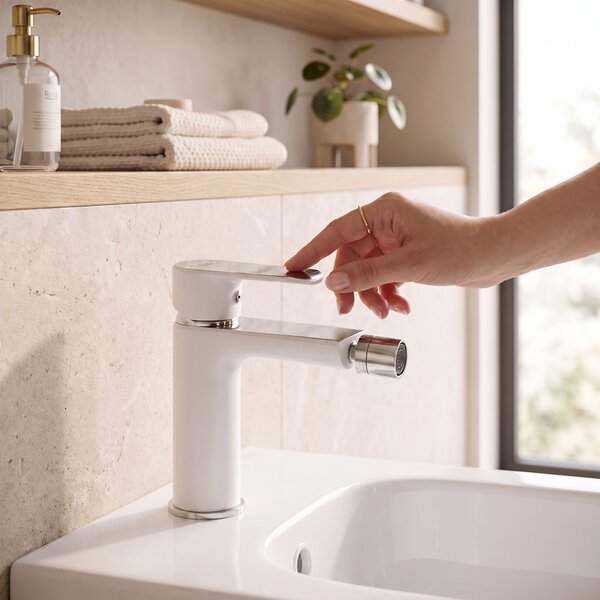 Baterie bideu Rea Bloom White chrom