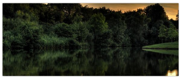 Tablou cu lac în pădure (120x50 cm)