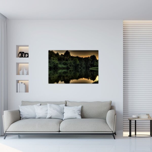 Tablou cu lac în pădure (90x60 cm)