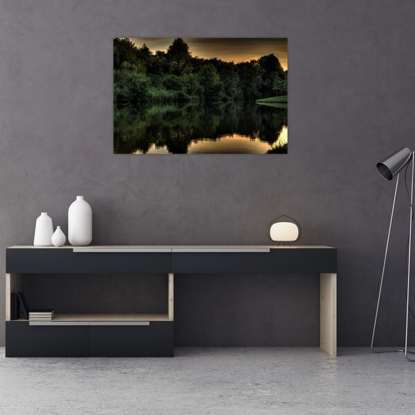 Tablou cu lac în pădure (90x60 cm)