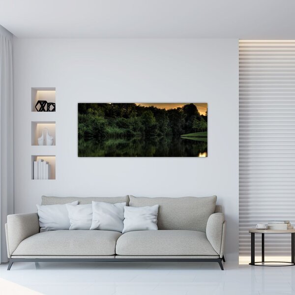 Tablou cu lac în pădure (120x50 cm)