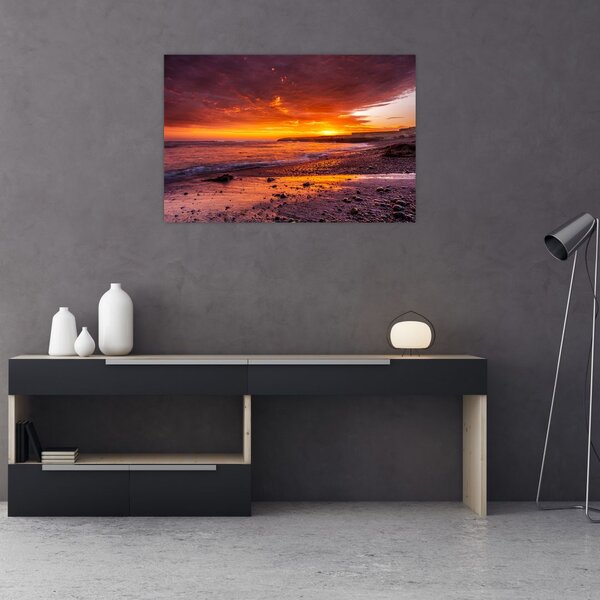 Tablou cu apus de soare la mare (90x60 cm)