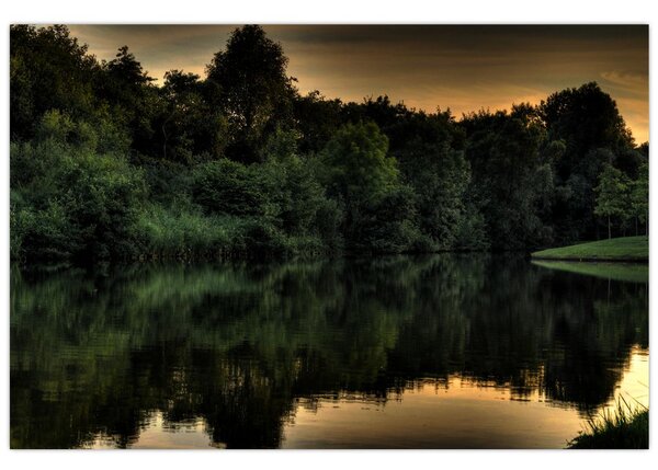 Tablou cu lac în pădure (90x60 cm)